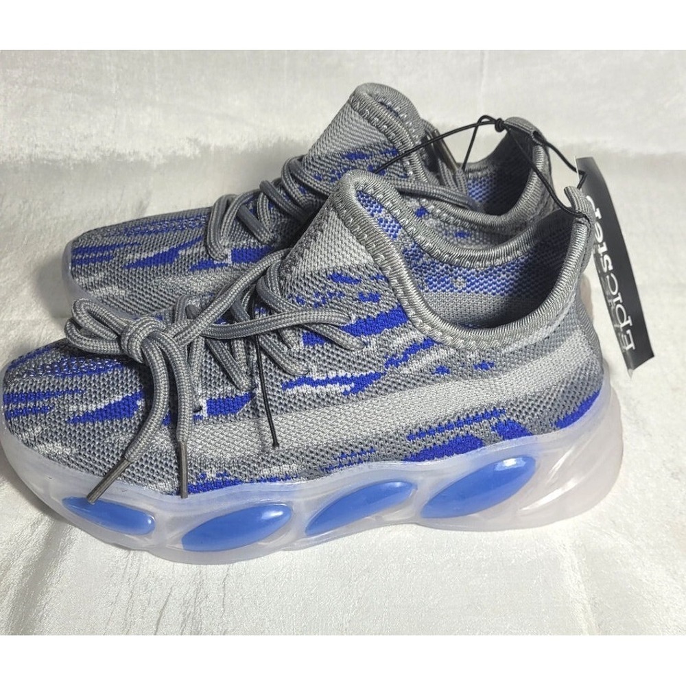 Kids Gray & Blue Lightweight Sneakers